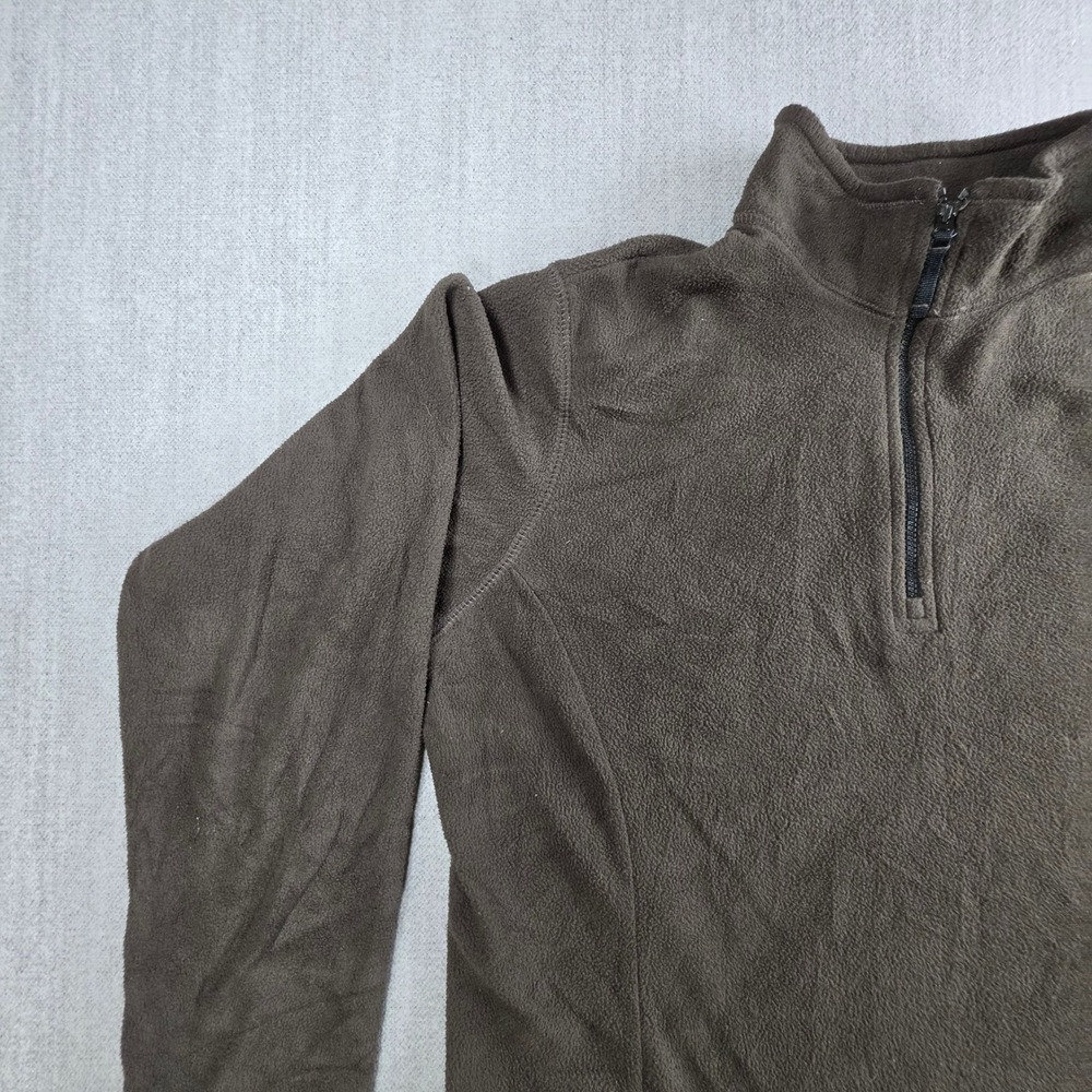 Lands' End Fleece Pullover Men Small Brown Quarter Zip Mock Neck Jacket - Picture 9 of 16